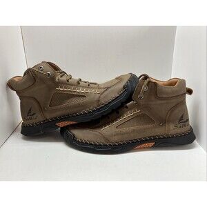 Salkin Hiking Shoe Men EU 46 US 12 Men Ankle Boots Vegan Leather Lace Up Brown